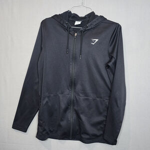 Gymshark Mens Jacket Full Zip Track Sweatshirt Zip Pocket Black Sz M